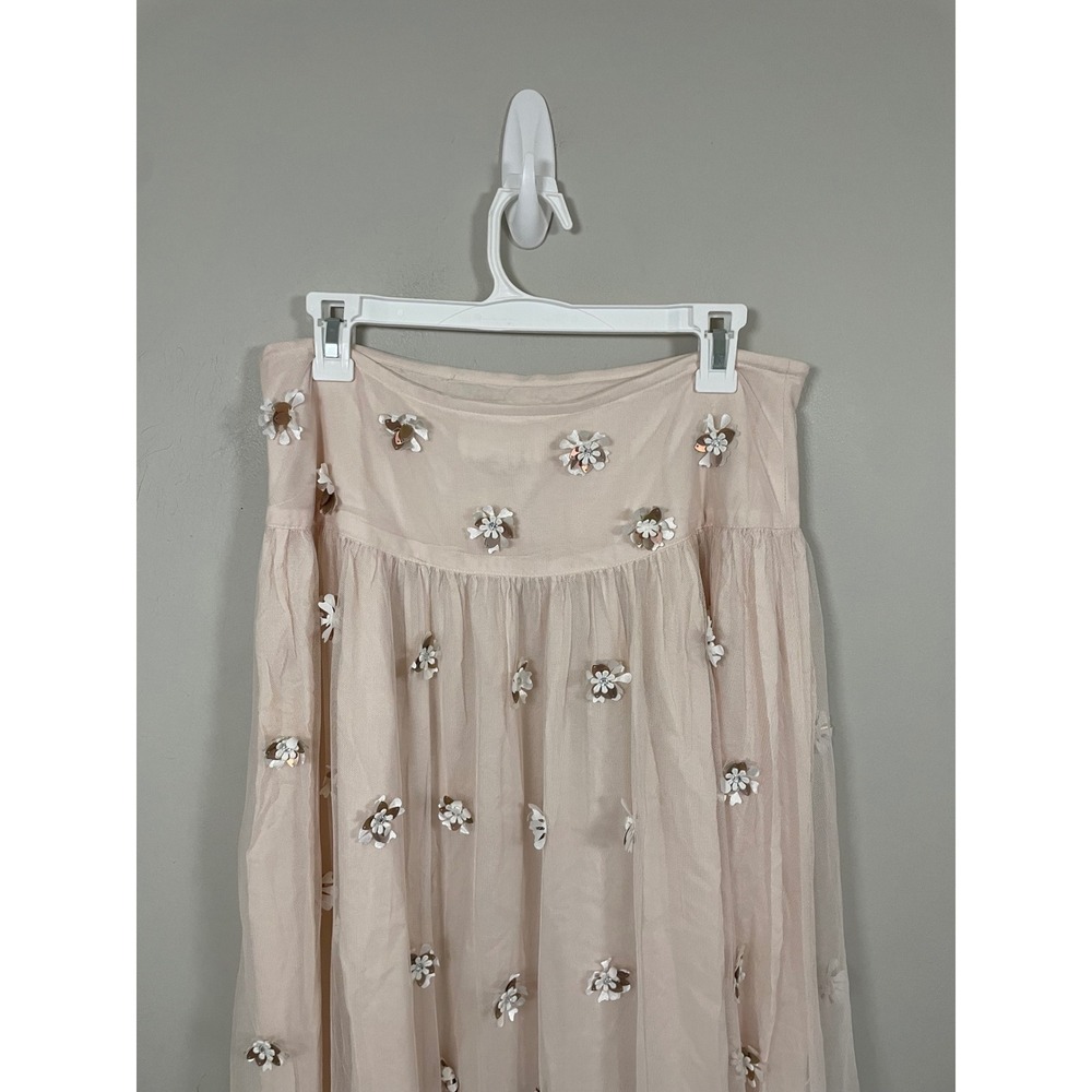 By Anthropologie Billie Textured Tulle Skirt with Flower Appliques Size 4 - Picture 8 of 12